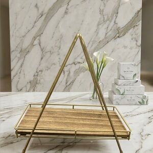 Gold and Wood shelf new